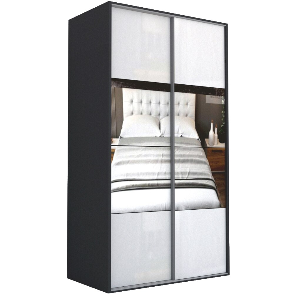 Dressing Genarom LEX B, Gri Lucios / Oglinda M, 181 x 240 x 66 cm