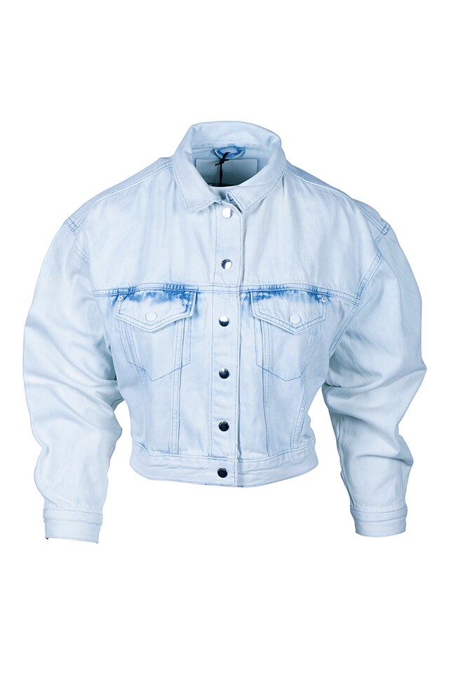 Jacheta pentru dama cu maneci oversize, Guess, Alb/Albastru