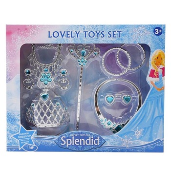 Set Tiara cu bagheta magica, coliere, bratari, cercei si inele, din plastic, pentru printese, 9 piese, TY09 RCO® Set Tiara cu bagheta magica, coliere, bratari, cercei si inele, din plastic, pentru printese, 9 piese, TY09 RCO®
