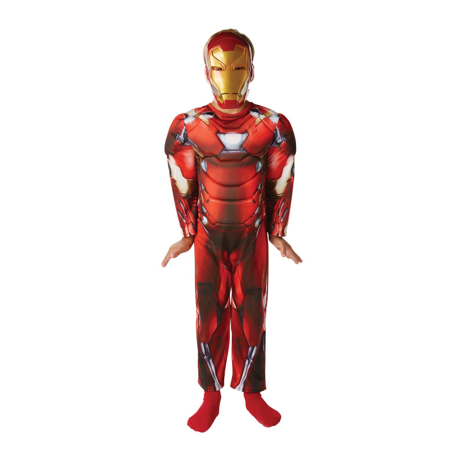 Costum Iron Man Civil War cu muschi pentru baieti, 5 - 6 ani, 116 cm