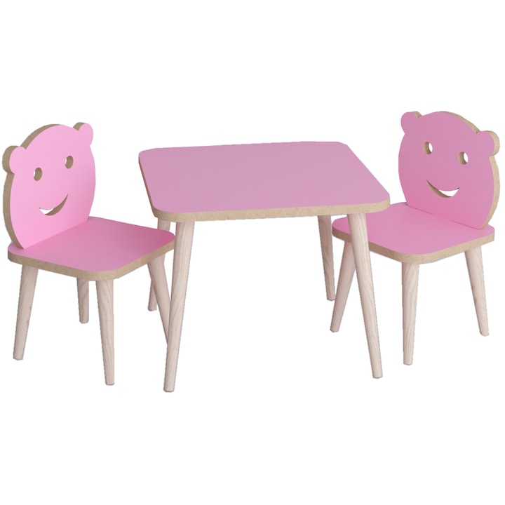 Set masa cu 2 scaune pentru copii Bambi Homs roz