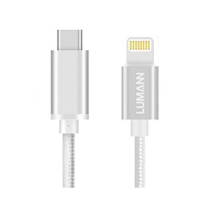Кабел: Lumann - Type-C (USB-C) / Lightning сребрист кабел за данни 1m