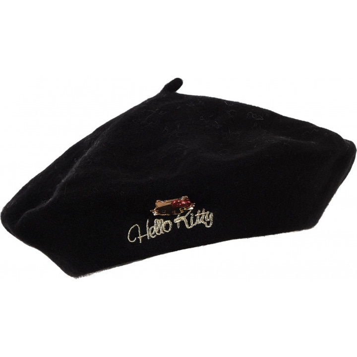 Bereta adolescente, Disney Hello Kitty, Negru, 100% lana , marime universala, 14+ ani