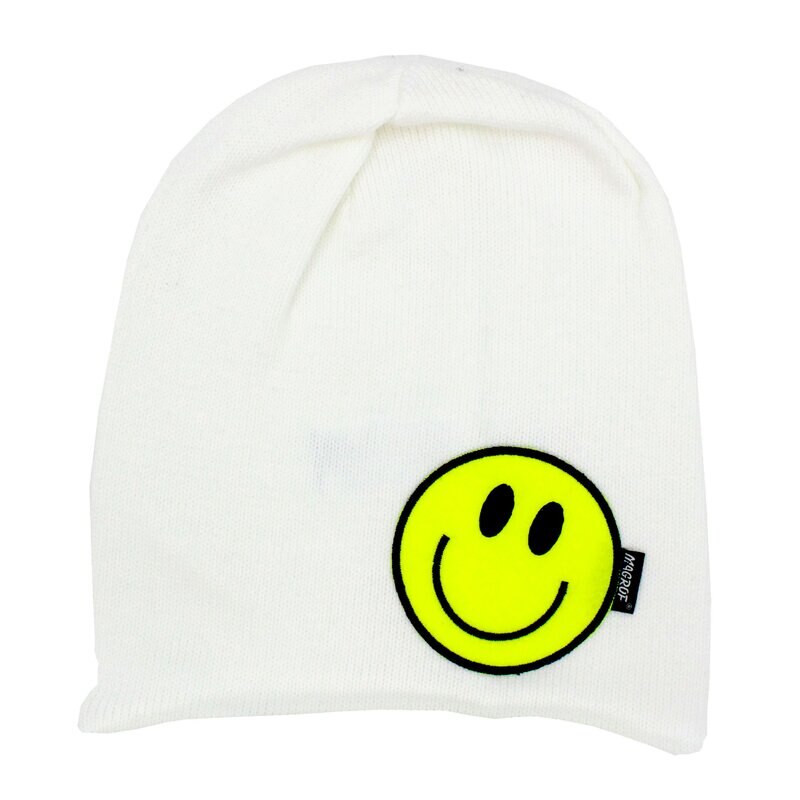 Caciula tip fes, tricotata, acril, Smile, alb