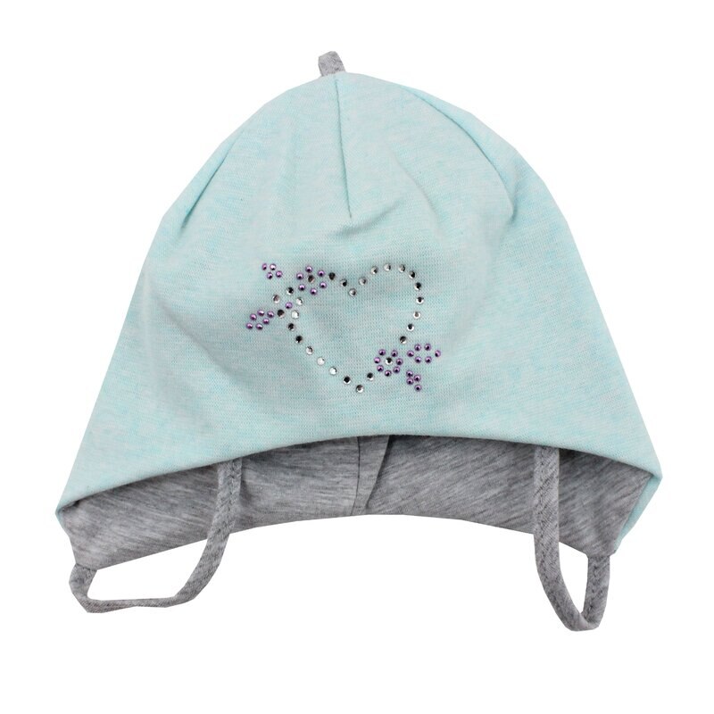 Caciulita, bumbac, turcoaz cu inimioara