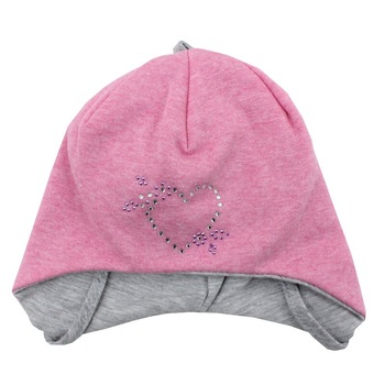 Caciulita, bumbac, roz cu inimioara Caciulita, bumbac, roz cu inimioara