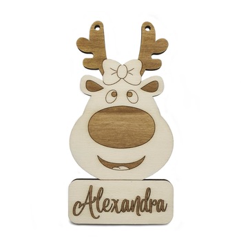 Ornament Craciun, Ren personalizat, lemn 11.5 cm Ornament Craciun, Ren personalizat, lemn 11.5 cm