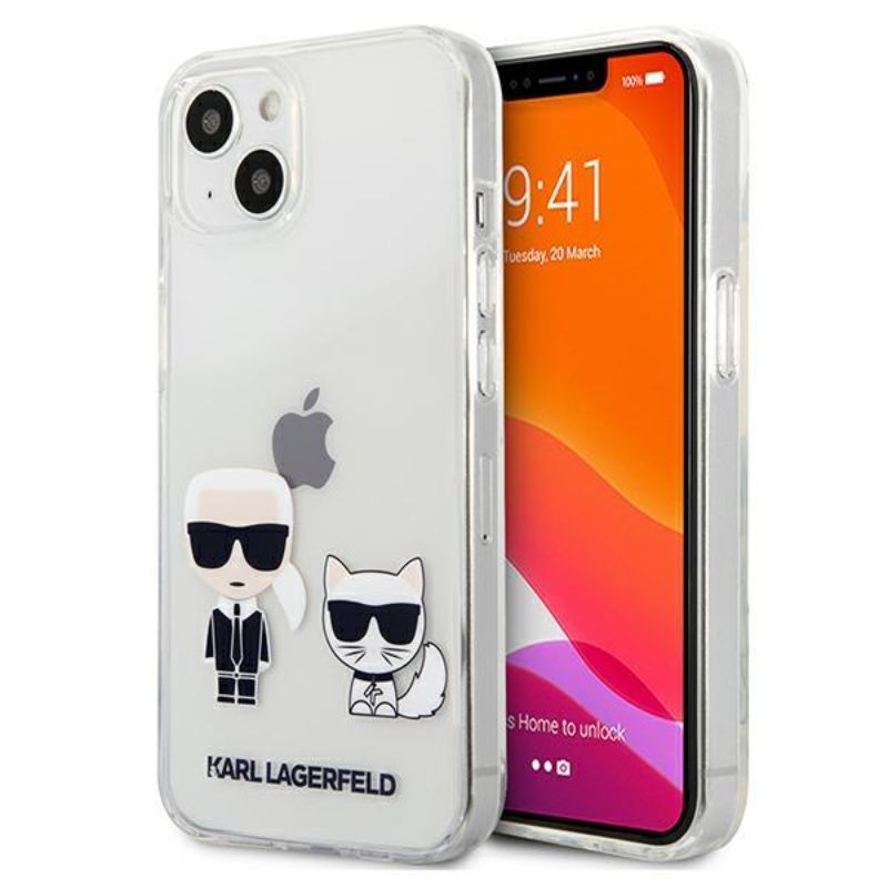 Husa Karl Lagerfeld Karl & Choupette compatibila cu iPhone 13, Transparent