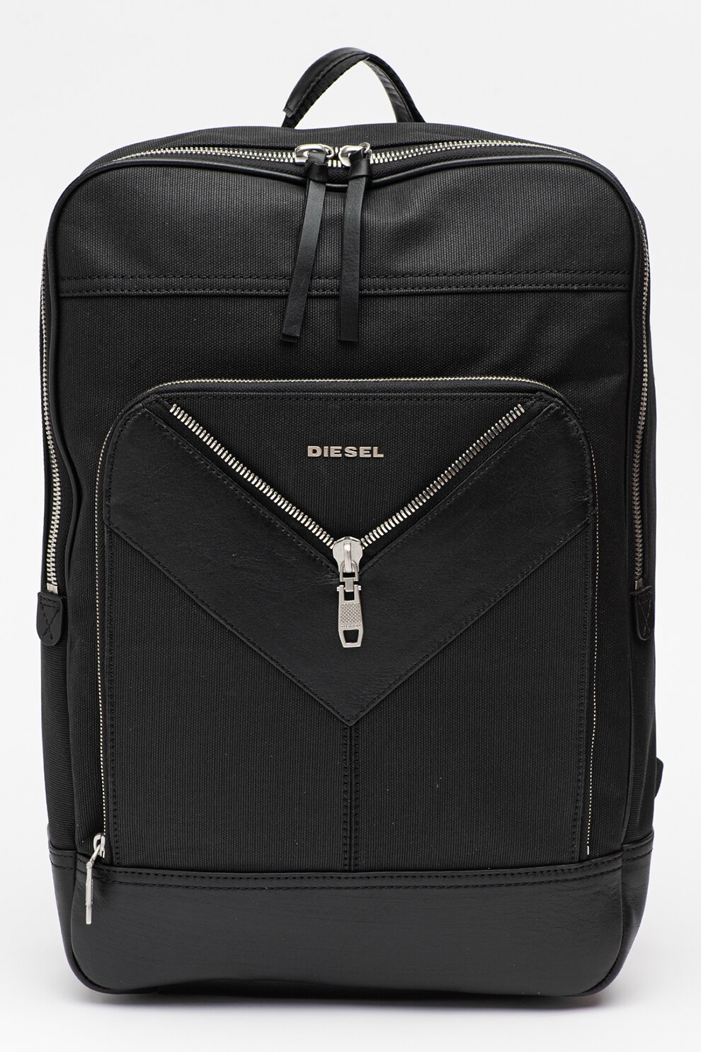 Diesel, Rucsac cu logo Mr V, Negru/Argintiu