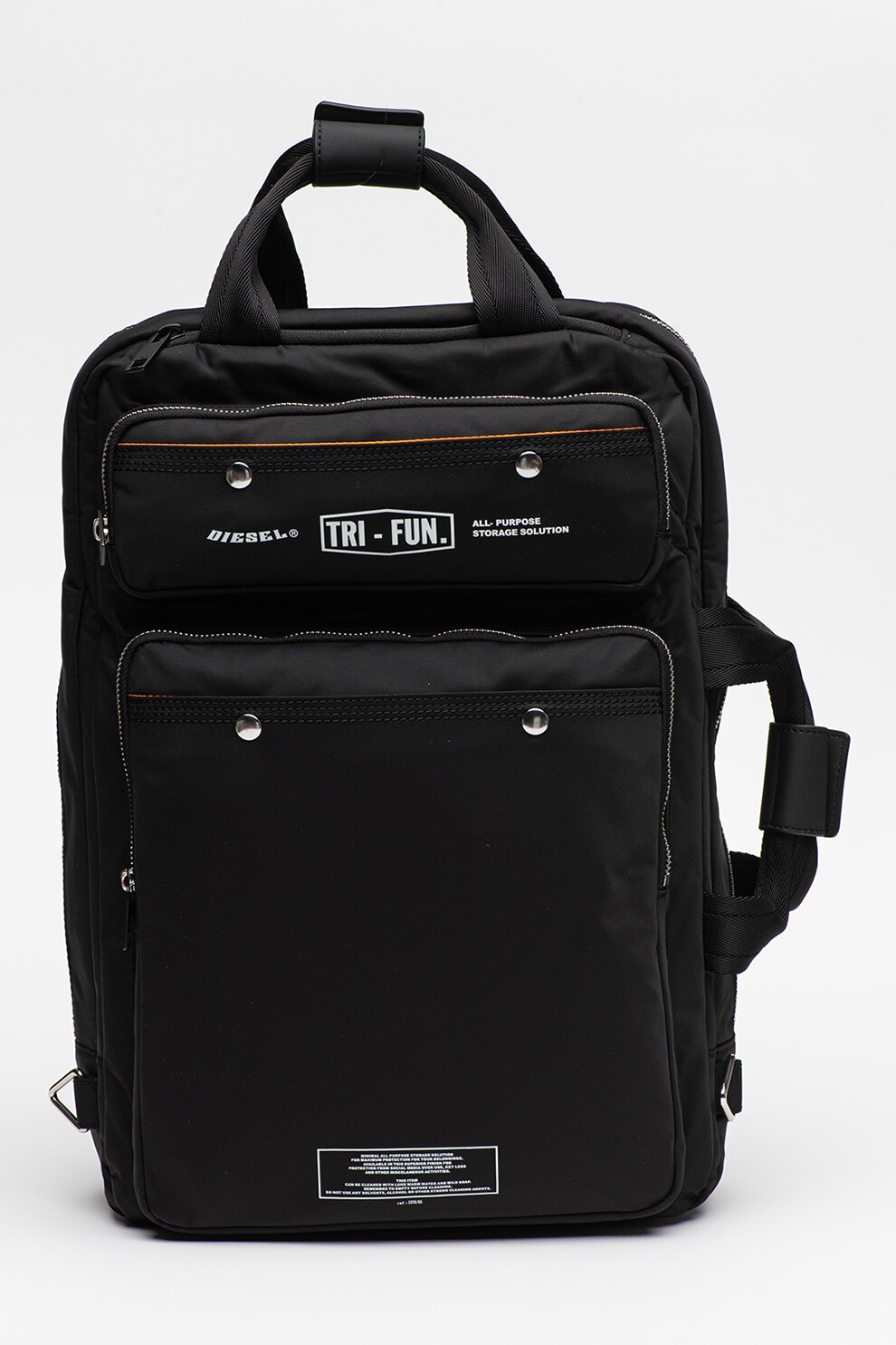 Diesel, Rucsac uni Trophy, Negru/Alb/Oranj