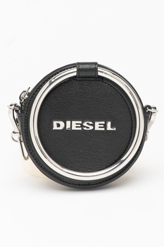 Diesel, Portmoneu de piele cu bareta lant Alysya, Negru/Argintiu Diesel, Portmoneu de piele cu bareta lant Alysya, Negru/Argintiu