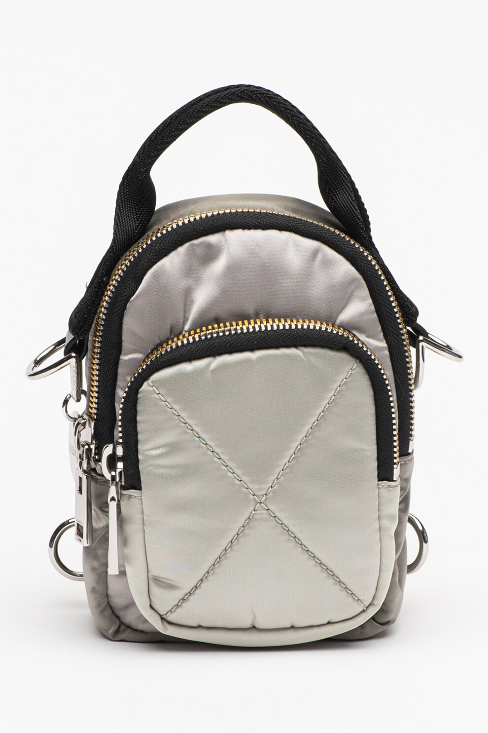 Diesel, Geanta crossbody cu bareta detasabila Fryda, Gri deschis/ Negru