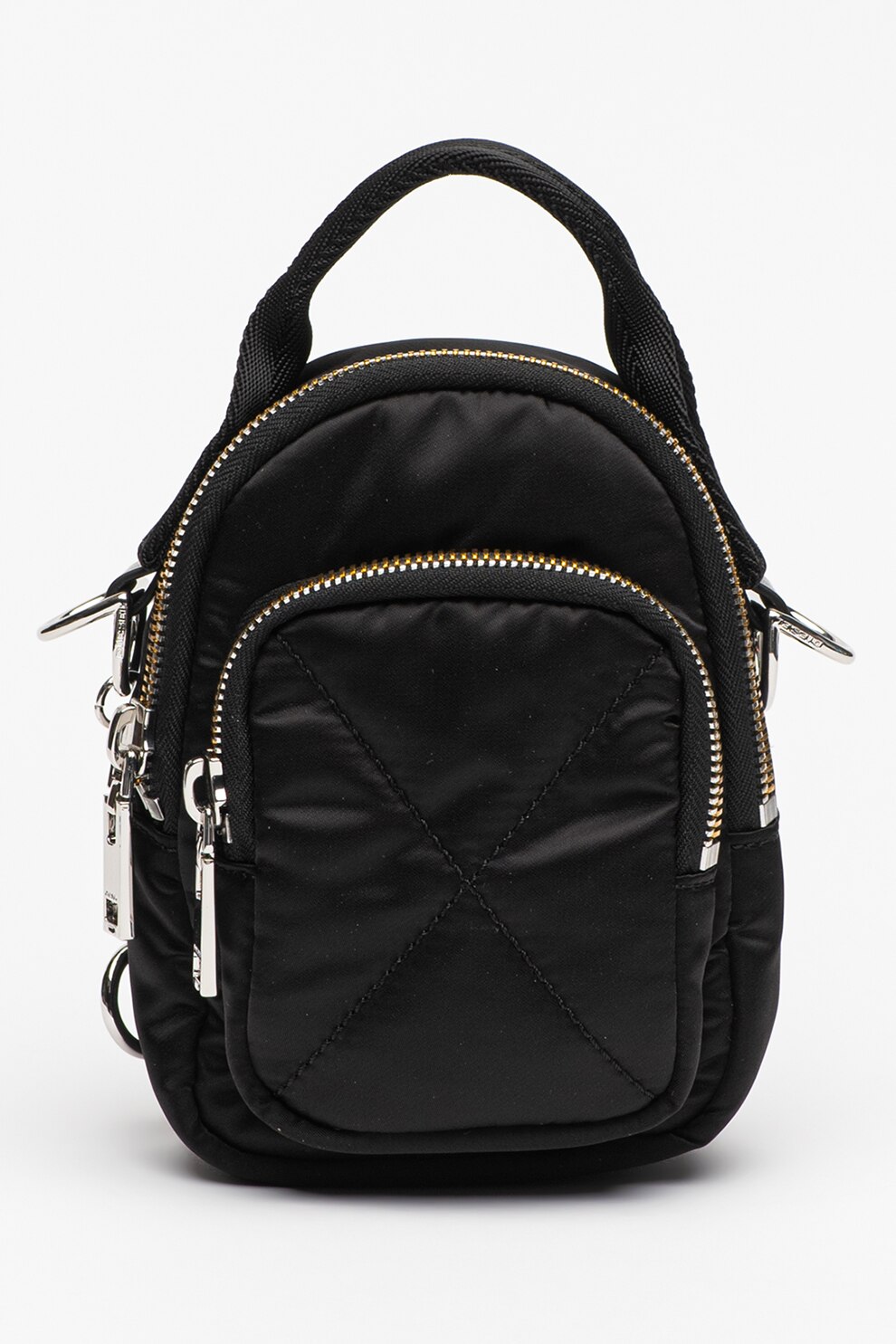 Diesel, Geanta crossbody cu bareta detasabila Fryda, Negru/Argintiu
