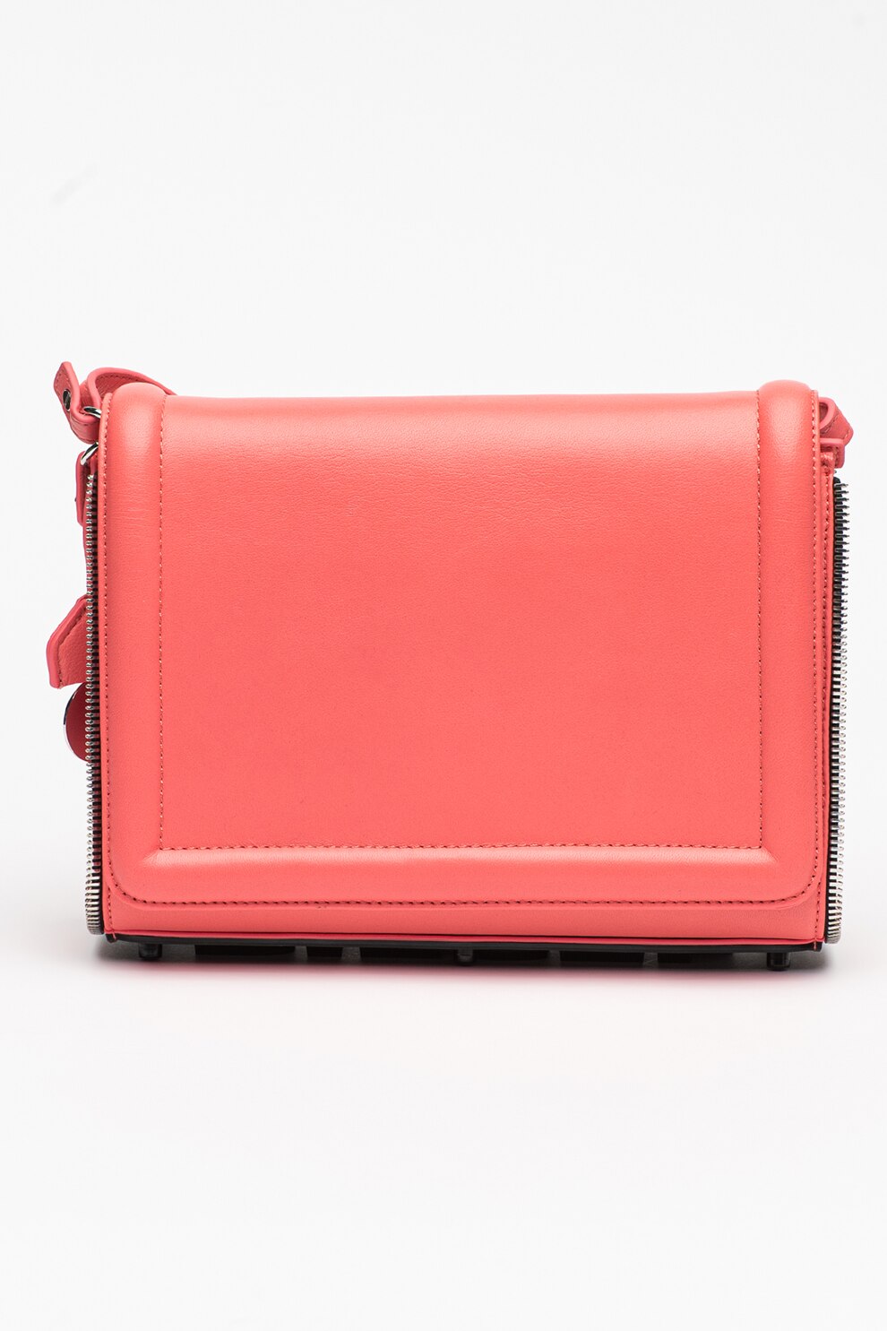 Diesel, Geanta de piele cu bareta si accesoriu logo Ybys, Corai