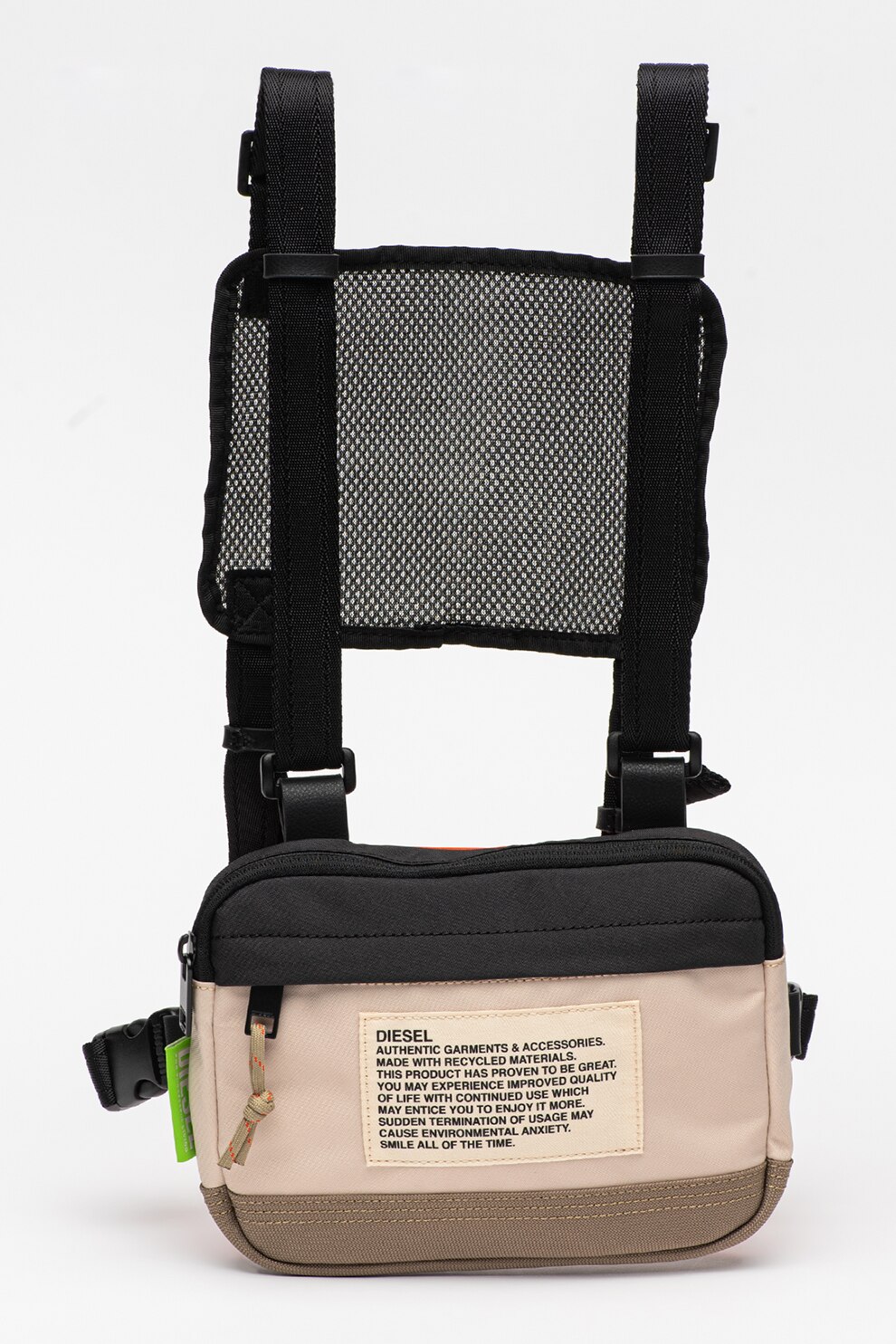 Diesel, Rucsac mini textil Dresslek, Maro nisip/Negru