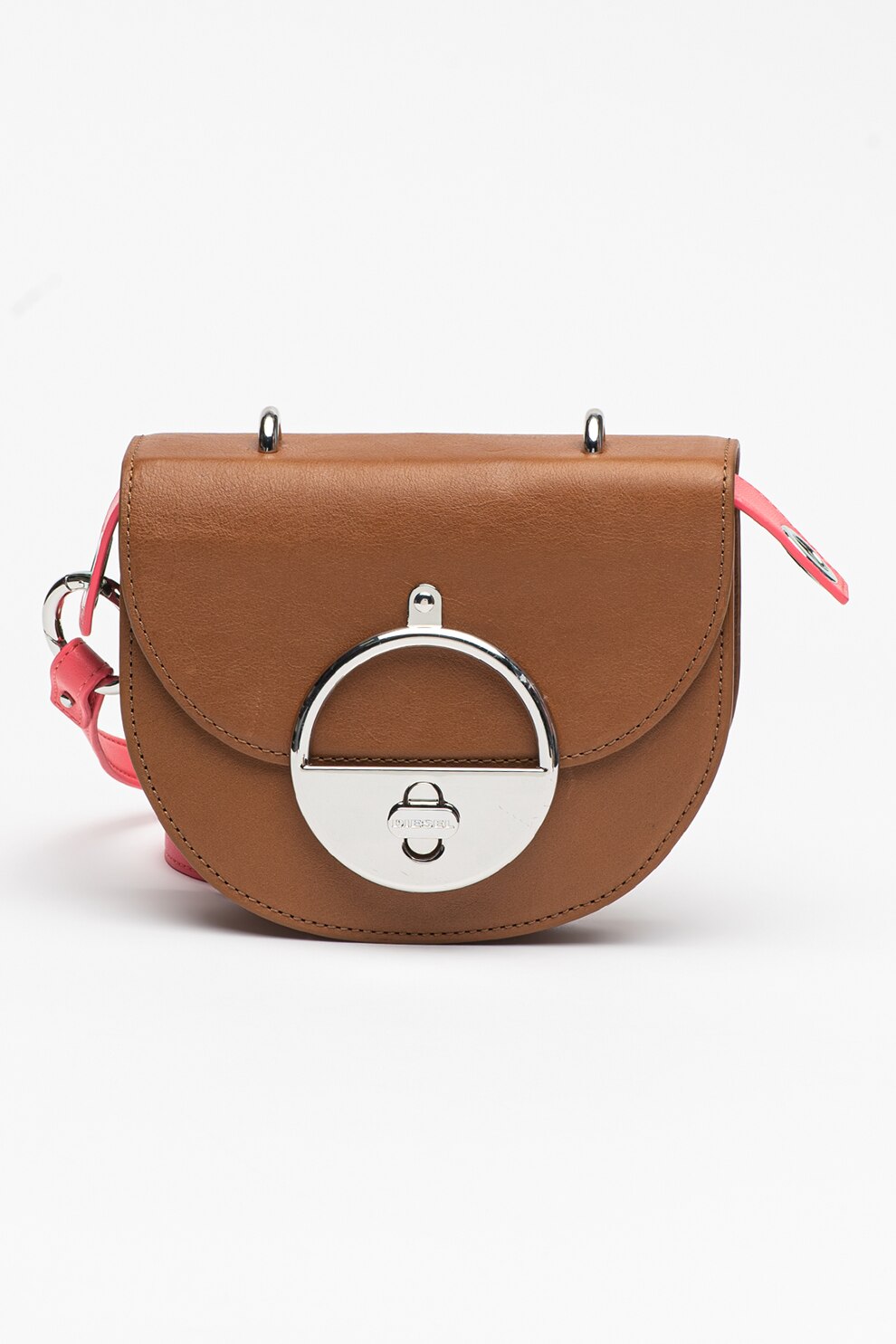 Diesel, Geanta crossbody cu bareta detasabila Maggie, Maro/Argintiu