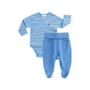 Compleu body si pantaloni cu talpa, bumbac 100%, baieti, Albastru, Albastru Compleu body si pantaloni cu talpa, bumbac 100%, baieti, Albastru, Albastru