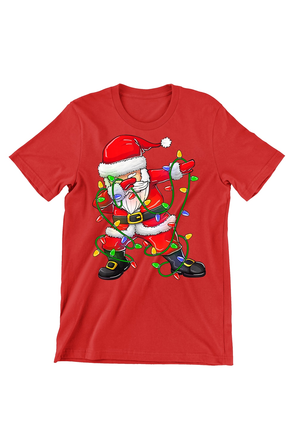 Tricou Barbati de Craciun Funny, Dabbing Santa 2, regular fit, bumbac, Rosu