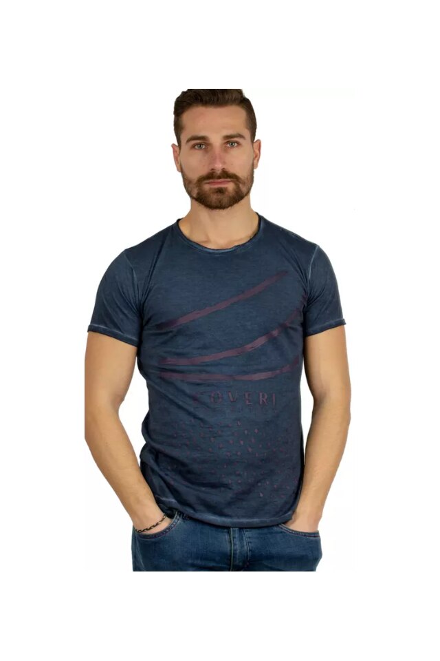 Tricou Barbati Coveri Collection Imprimeu Logo, Albastru inchis, L