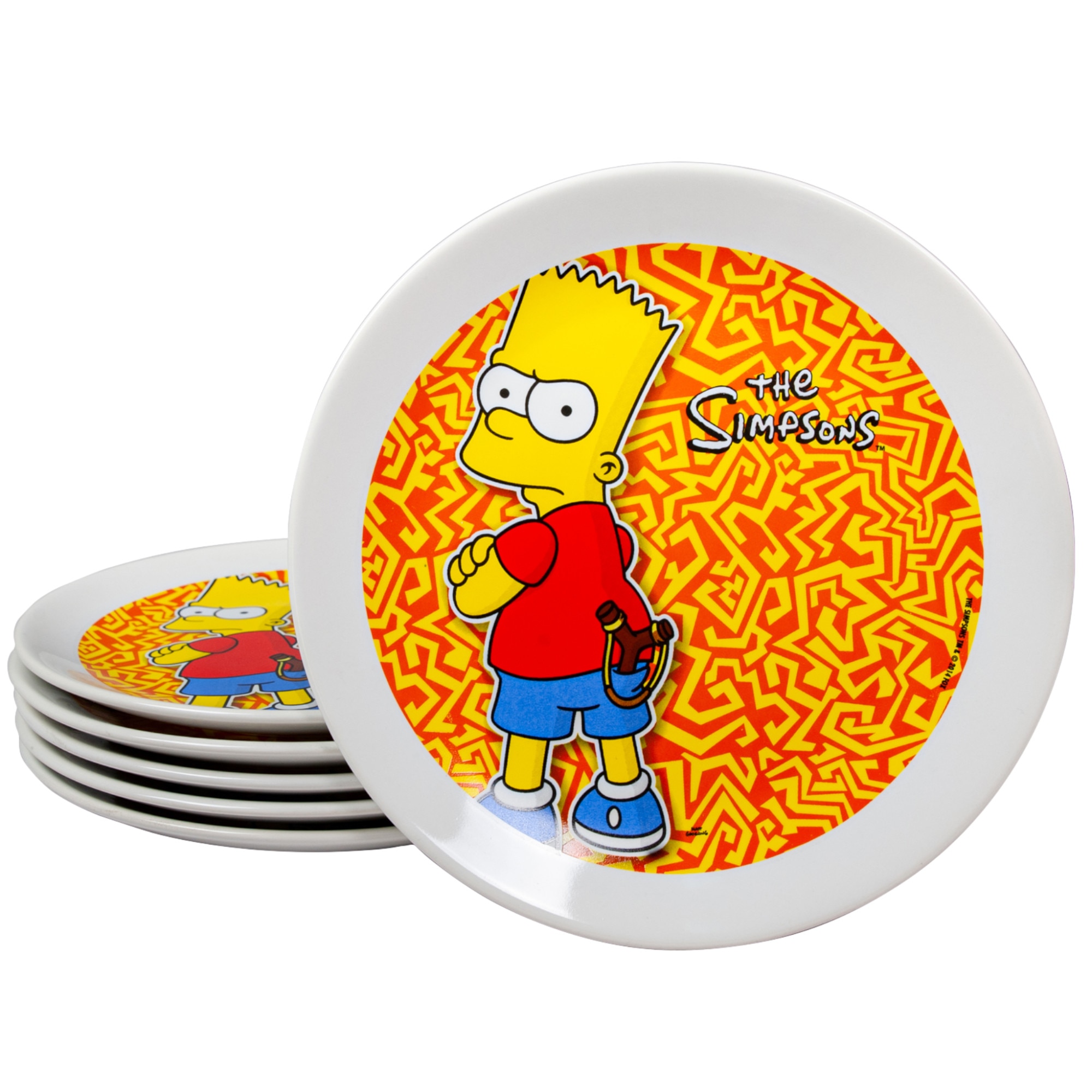 Set 6 farfurii desert, Cesiro, 20 cm, Alb Artic cu decor Personaj Simpsons