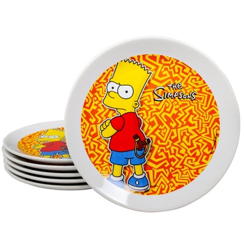 Set 6 farfurii desert, Cesiro, 20 cm, Alb Artic cu decor Personaj Simpsons Set 6 farfurii desert, Cesiro, 20 cm, Alb Artic cu decor Personaj Simpsons