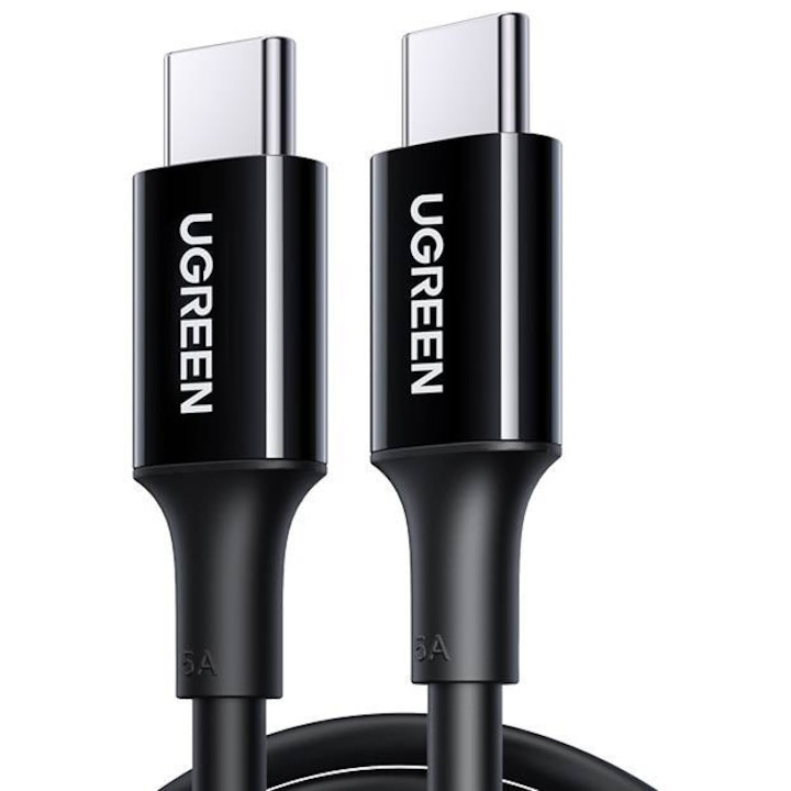 Кабел UGREEN US300, USB-C към USB-C, 100W, 5A, 2m, черен