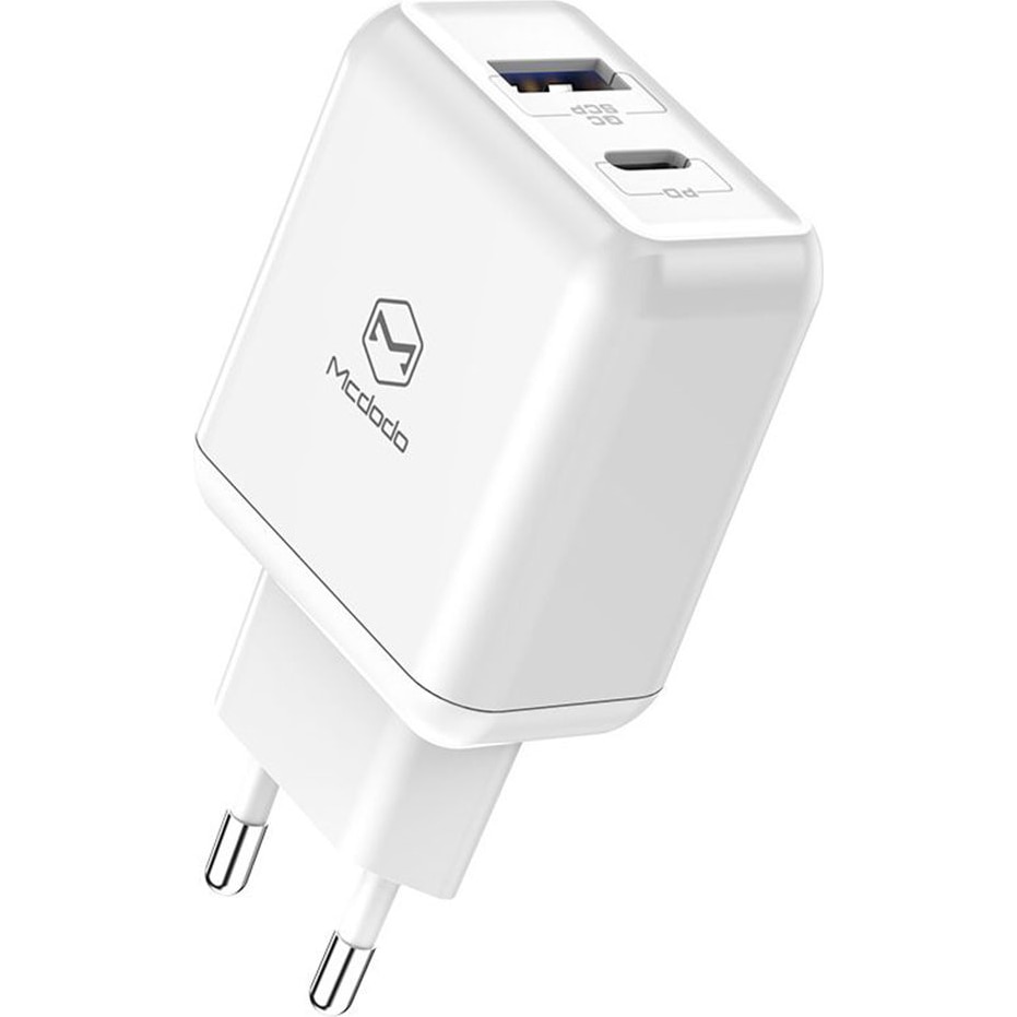 Incarcator retea Mcdodo, Fast Charge Dual USB PD, QC Smart Series, 18W, white