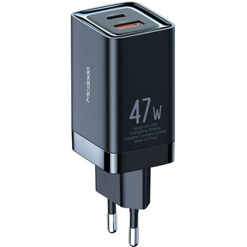 Incarcator retea Mcdodo, GaN Mini Fast Charge Dual USB PD, QC, 47W, Black Incarcator retea Mcdodo, GaN Mini Fast Charge Dual USB PD, QC, 47W, Black