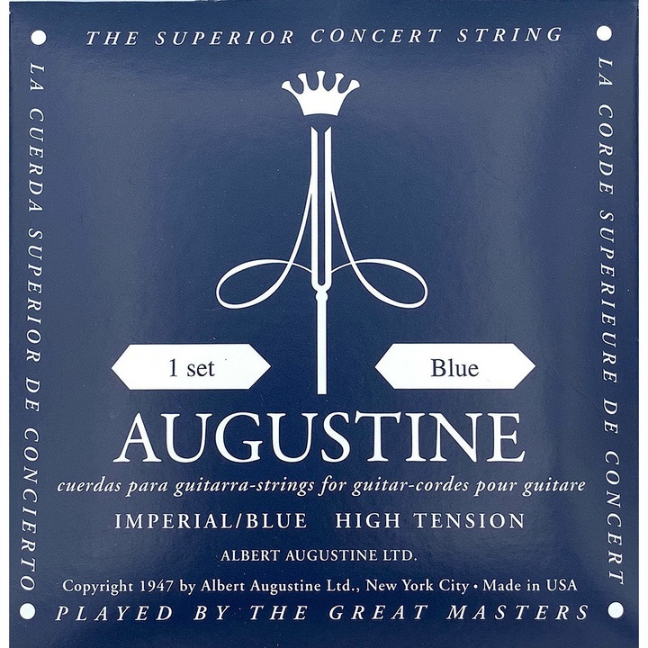 Струни за класическа китара Augustine Imperial Blue, Висок опън, Кристални найлонови струни
