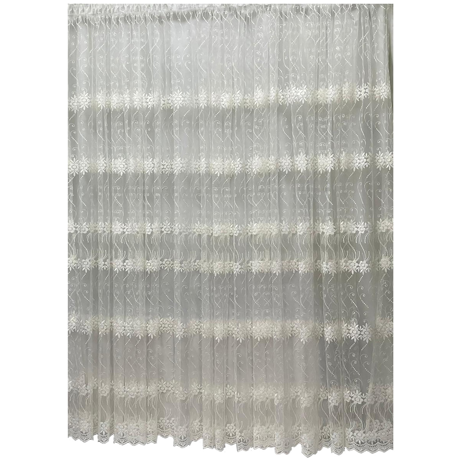 Perdea alba brodata cu alb din colectia 