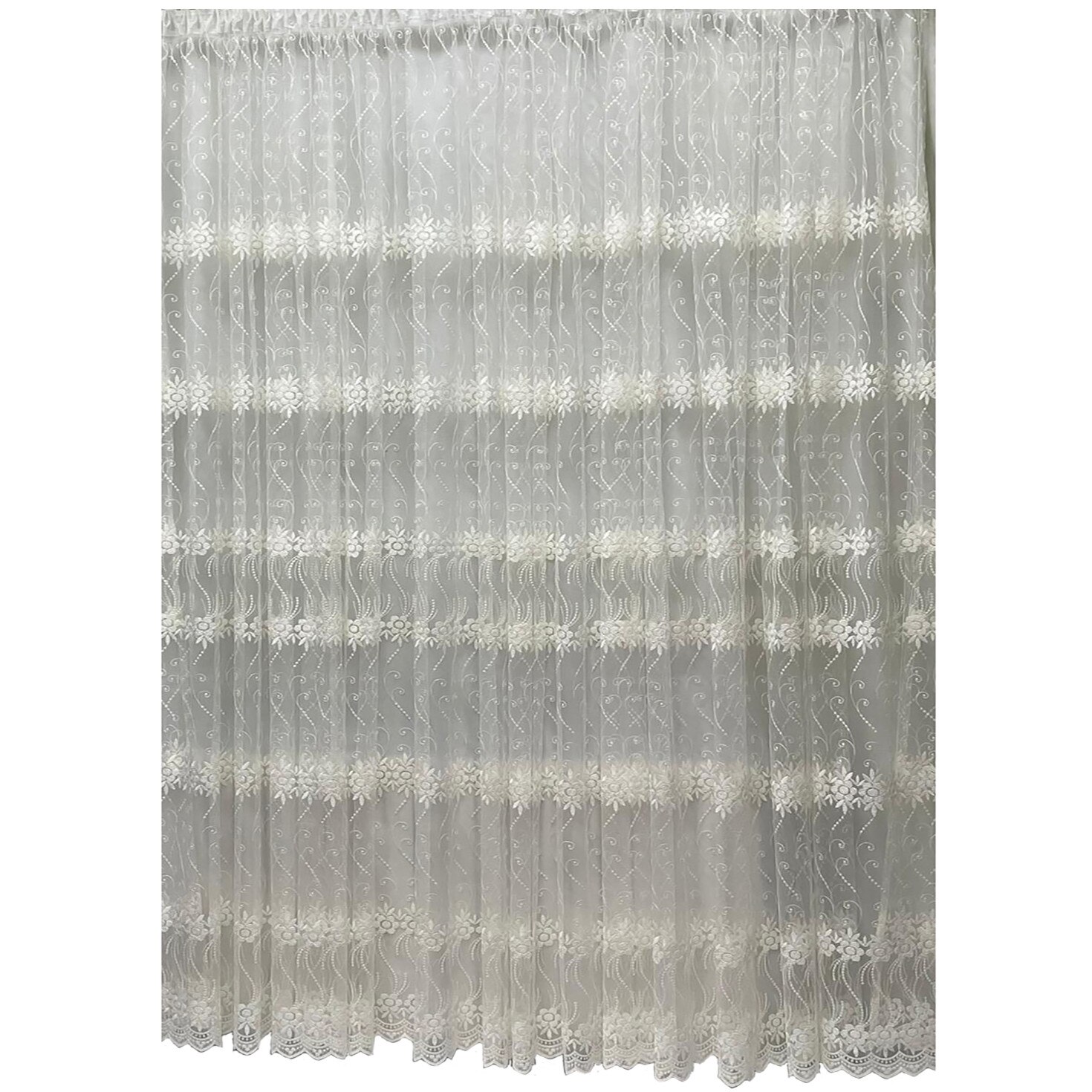Perdea alba brodata cu alb din colectia 