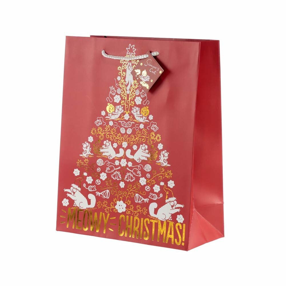 Punga de cadou - Large - Cat Meowy Christmas Metallic, Cu model