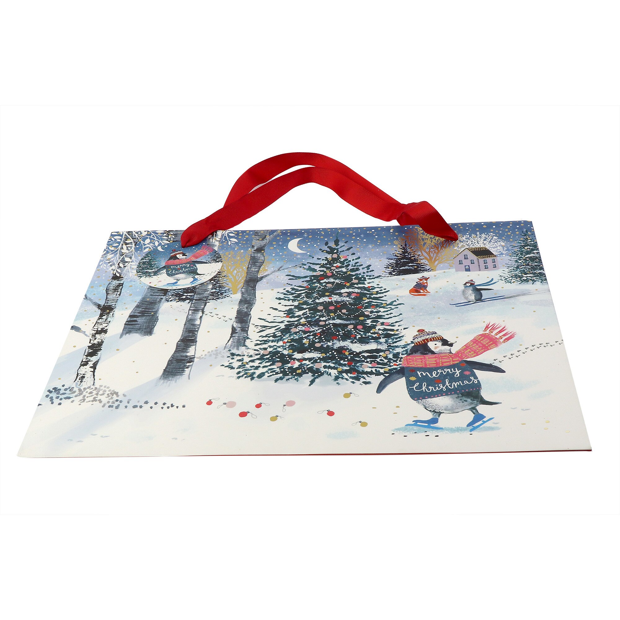 Punga cadou - Louise Tiler Penguin Merry Christmas, 36x27cm, Cu model