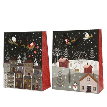 Punga de cadou mica - Village, Cu model Punga de cadou mica - Village, Cu model