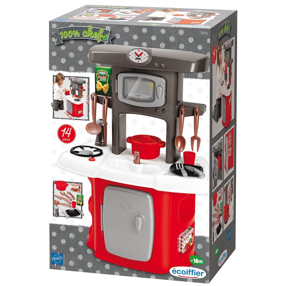 Bucatarie cu microunde Loft Ecoiffier si frigider cu 14 accesorii (1696)