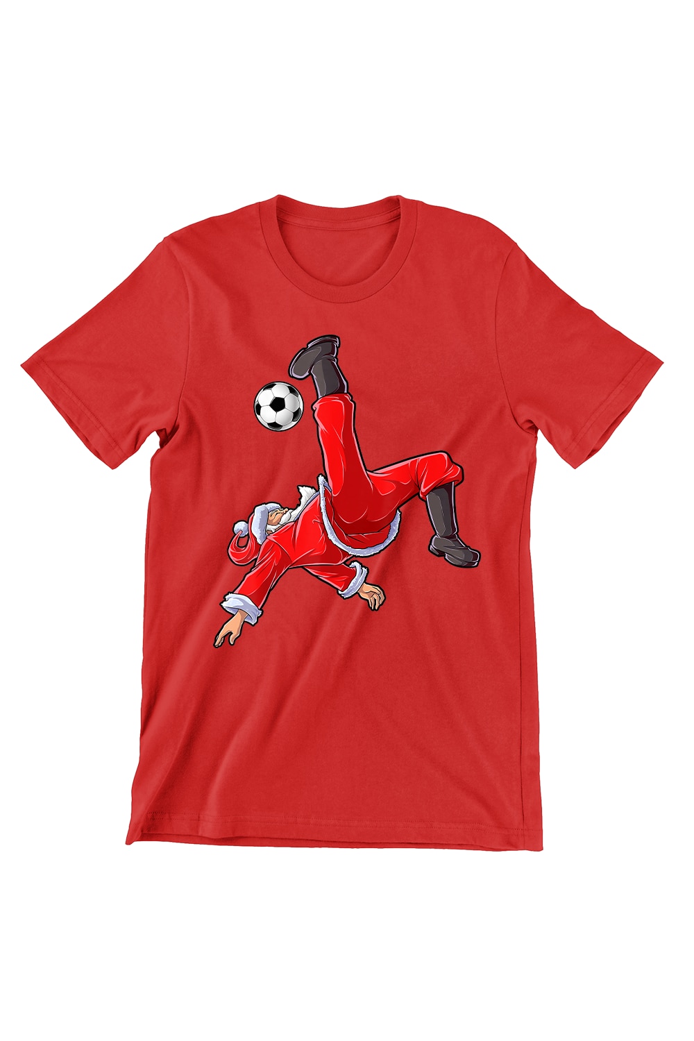 Tricou Barbati, Mos Craciun fotbal, regular fit, bumbac, Rosu