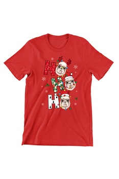 Tricou Barbati de Craciun Funny, Lama ho ho ho, regular fit, bumbac, Rosu Tricou Barbati de Craciun Funny, Lama ho ho ho, regular fit, bumbac, Rosu