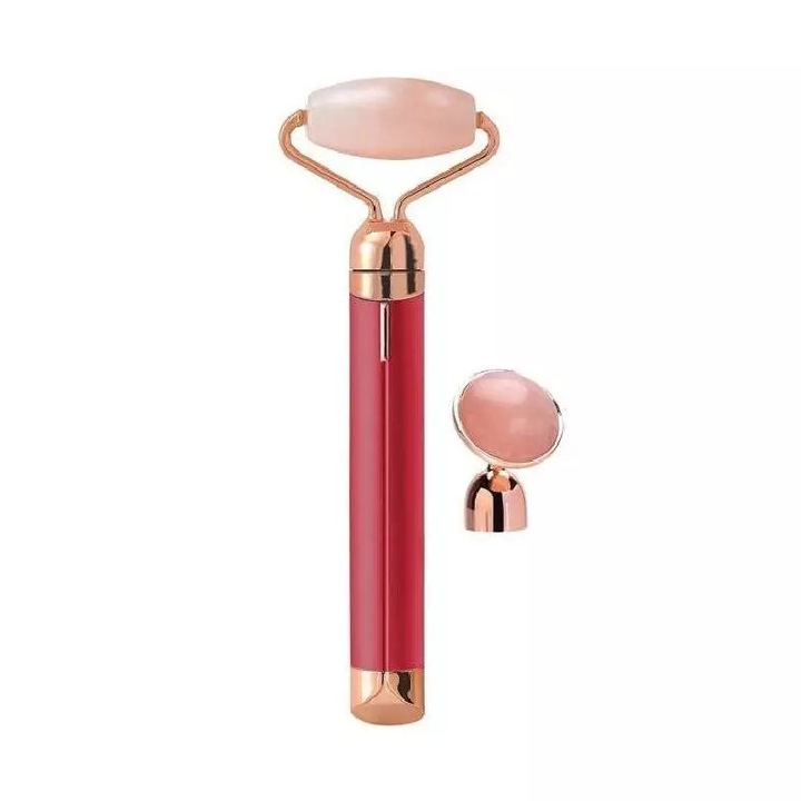 Rola masaj facial SIKS® diminuare riduri, cu vibratii, portabil, rosu