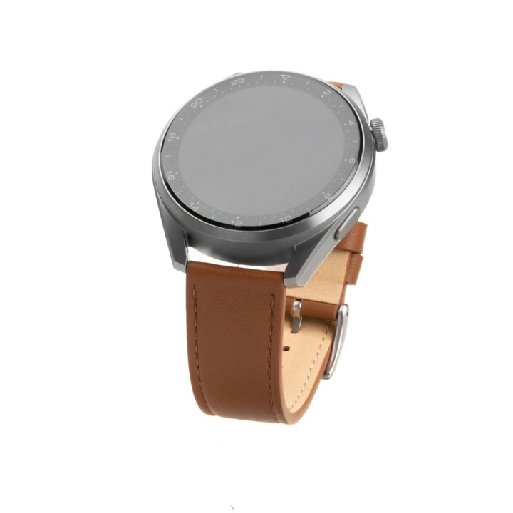FIXED Leather Strap for Smartwatch 22mm wide, Barna, Okosóra kiegészítő