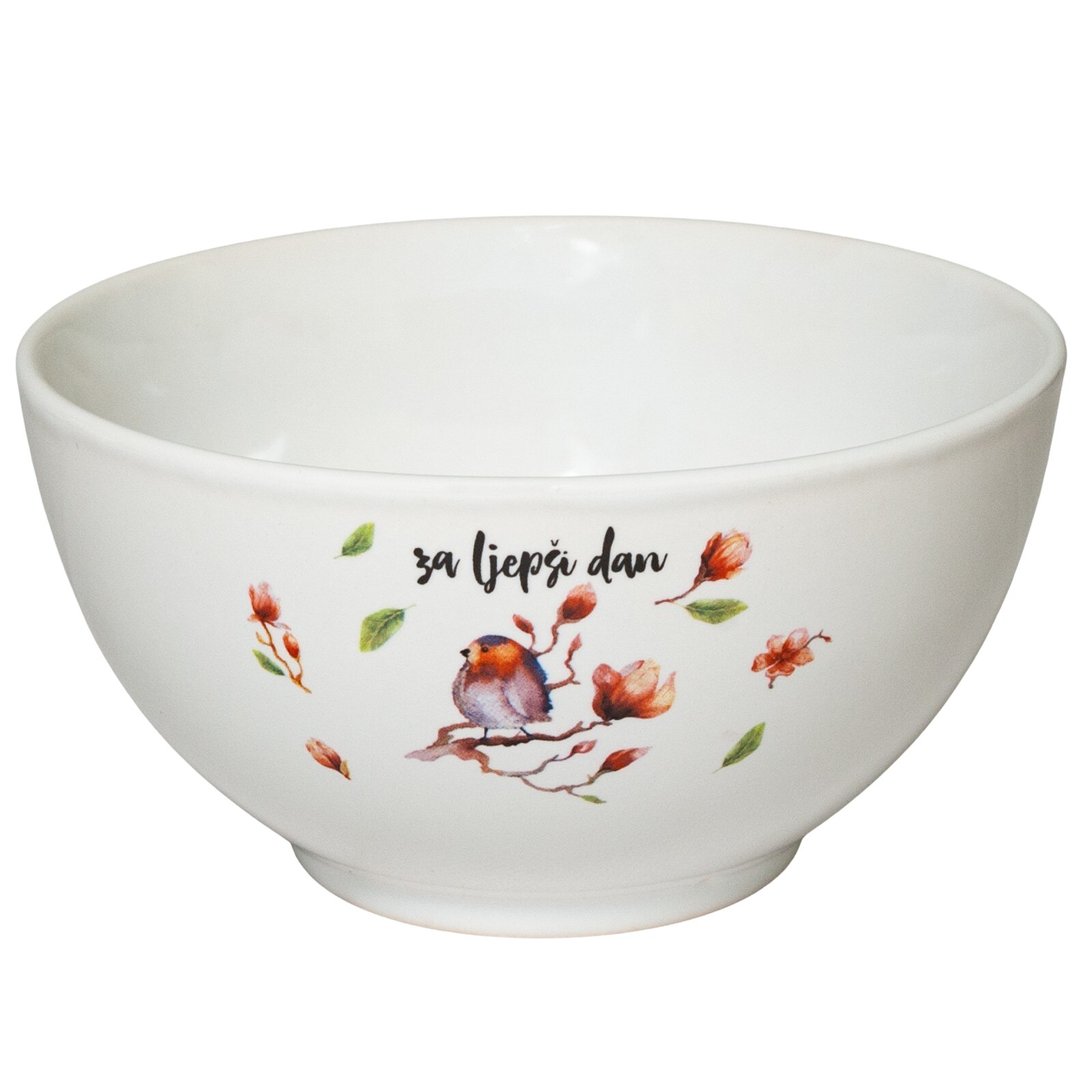 Bol cu design modern, Cesiro, 650 ml, Alb Artic cu Decor Turturica