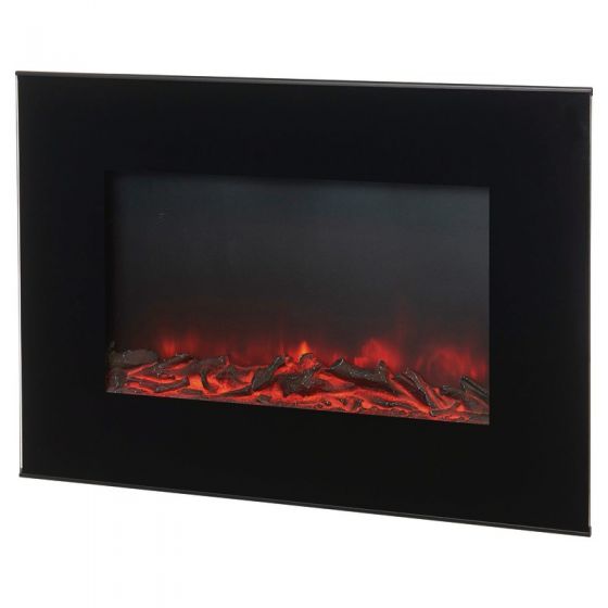 Semineu electric de perete, Zola®, negru cu Led, 1900W, cu telecomanda