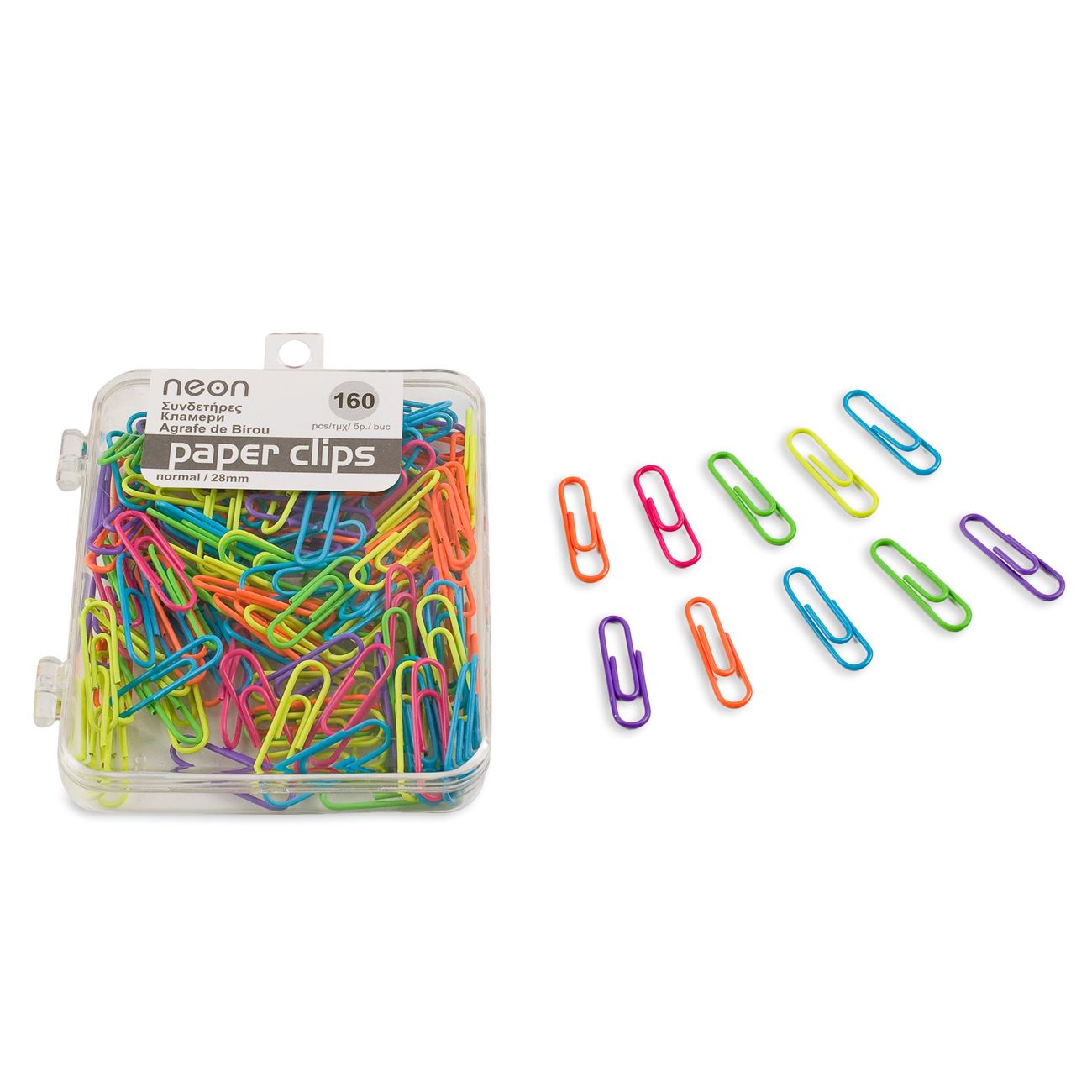 Set agrafe pentru birou, Zola, 160bucati, multicolore, 28mm