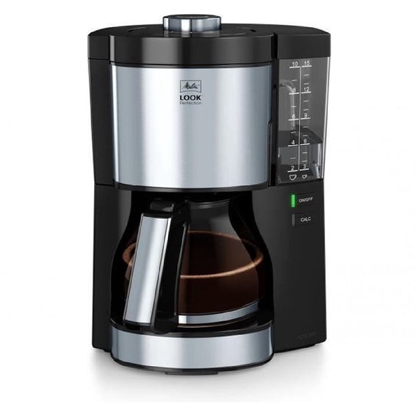 Cafetiera Melitta 1025-06 Look Perfection, 1080 W, 1.3 l, 10 cesti, Negru/Argintiu