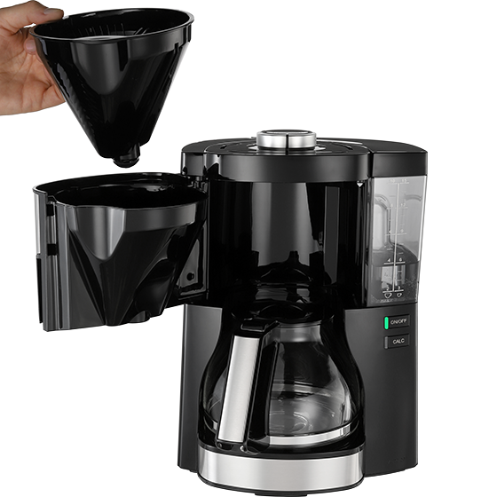 Cafetiera Melitta 1025-06 Look Perfection, 1080 W, 1.3 l, 10 cesti, Negru/Argintiu