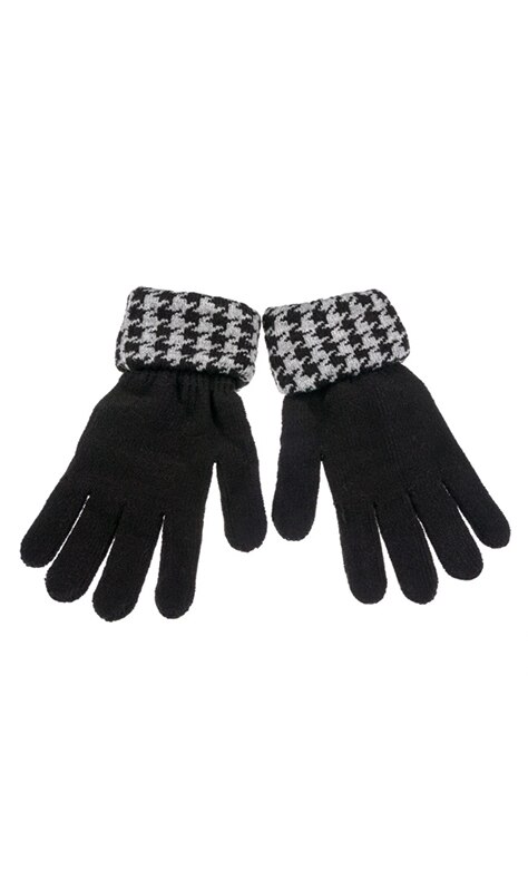 Manusi dama, Zola®, de iarna, negre cu model gri, marime universala