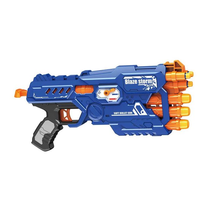 Jucarie Arma Blaze cu lansator tip blaster, cu 10 sageti soft din spuma, plastic, multicolor