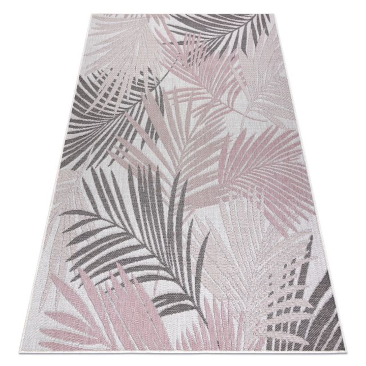 Covor sisal sion frunze de palmier, DYWANY ŁUSZCZÓW tropical 2837 tesute plate ecru / roz, 180x270 cm