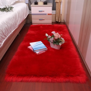 Covor de plus premium cu gramada lunga - rosu, 80x150 cm Covor de plus premium cu gramada lunga - rosu, 80x150 cm