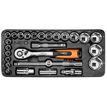 Set capete tubulare scurte cu clichet, pentru dulap mobil, 1/2 Set capete tubulare scurte cu clichet, pentru dulap mobil, 1/2