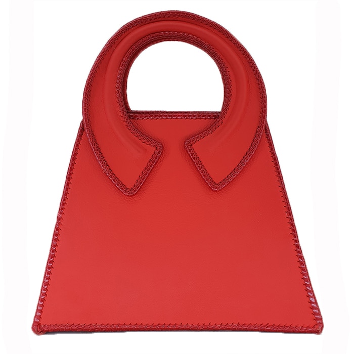 Poseta handmade, din piele, rosu, AG Design, dimensiune 26x10x21 cm